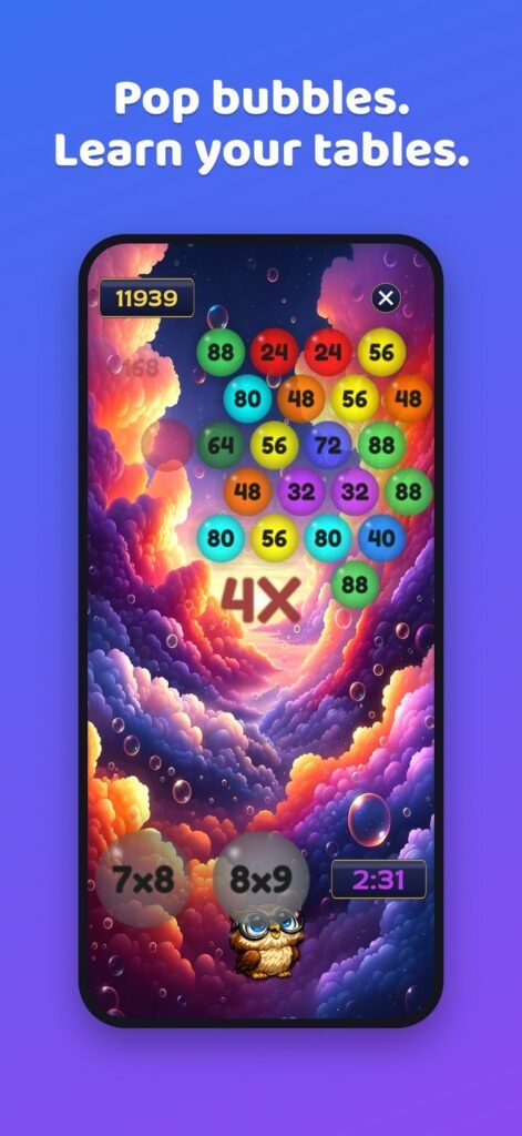 Pop bubbles and learn your times tables in Bubble Tables